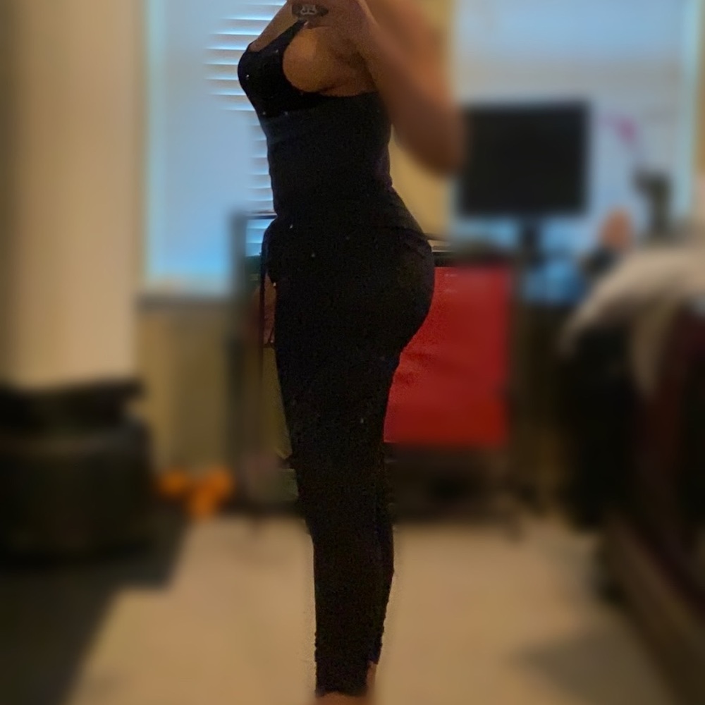 HEART & HIPS fitted black jumpsuit